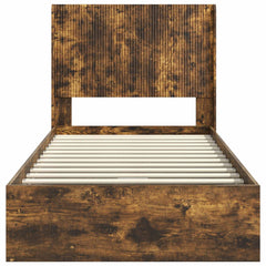 Bed Frame with Storage and Headboard Length 200 cm Smoked Oak 100 cm