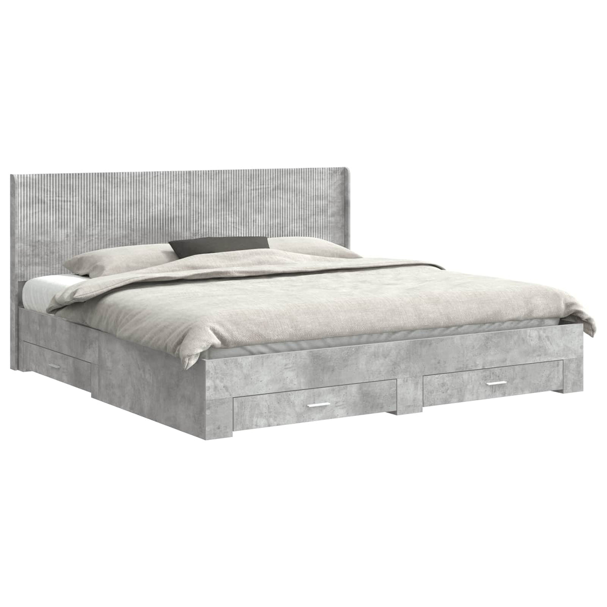 Bed Frame with Storage and Headboard Length 200 cm Concrete Grey 200 cm