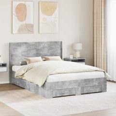 Bed Frame Storage Headboard Length Concrete Grey