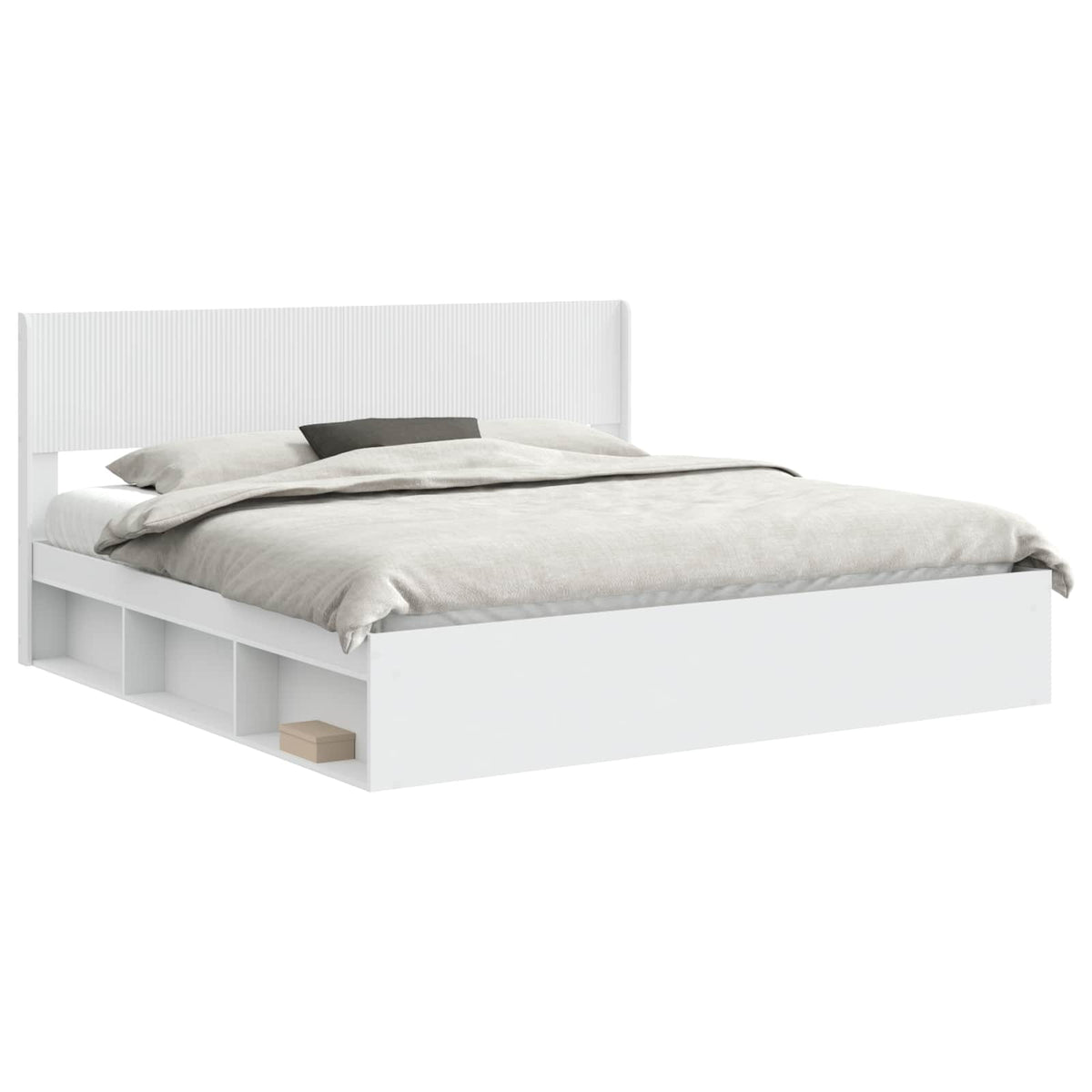 Bed Frame with Storage and Headboard 2 pcs Length 200 cm Width 200 cm White