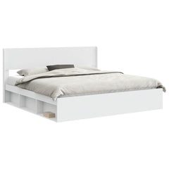 Bed Frame with Storage and Headboard 2 pcs Length 200 cm Width 200 cm White