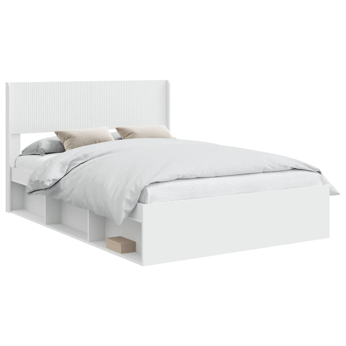 Bed Frame with Storage and Headboard 160 x 200 cm White