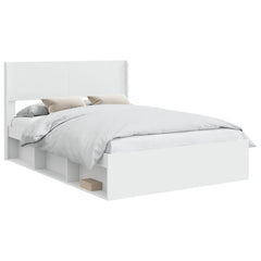 Bed Frame with Storage and Headboard 160 x 200 cm White