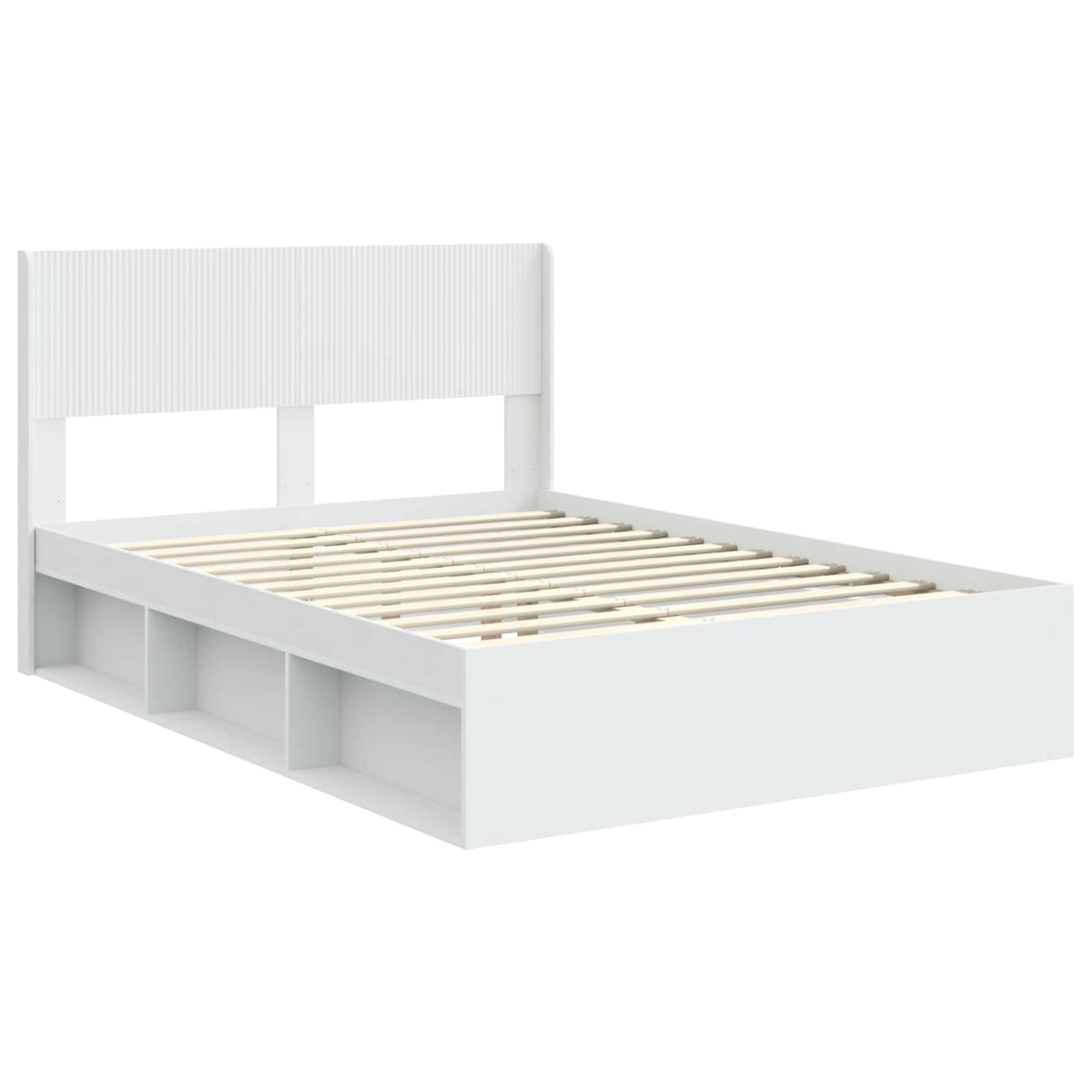 Bed Frame with Storage and Headboard 160 x 200 cm White