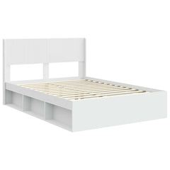 Bed Frame with Storage and Headboard 160 x 200 cm White