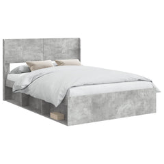 Bed Frame with Storage and Headboard 135 x 190 cm Concrete grey