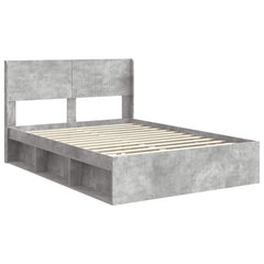 Bed Frame with Storage and Headboard 135 x 190 cm Concrete grey