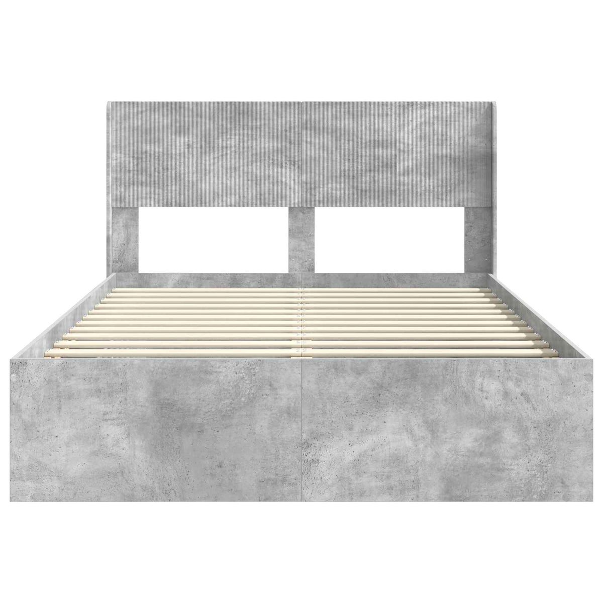 Bed Frame with Storage and Headboard 135 x 190 cm Concrete grey