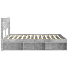 Bed Frame with Storage and Headboard 135 x 190 cm Concrete grey