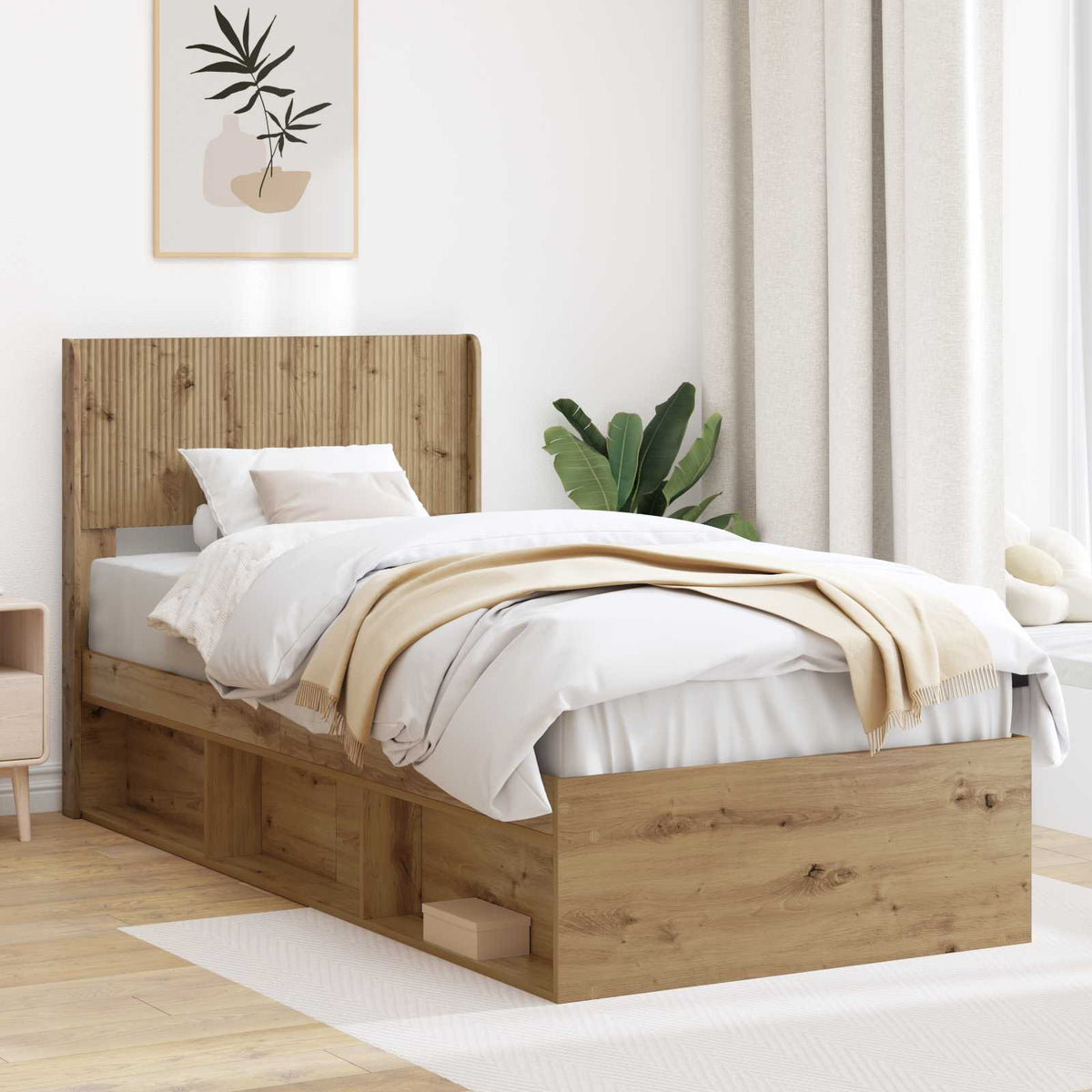 Bed Frame Storage Headboard Artisan oak