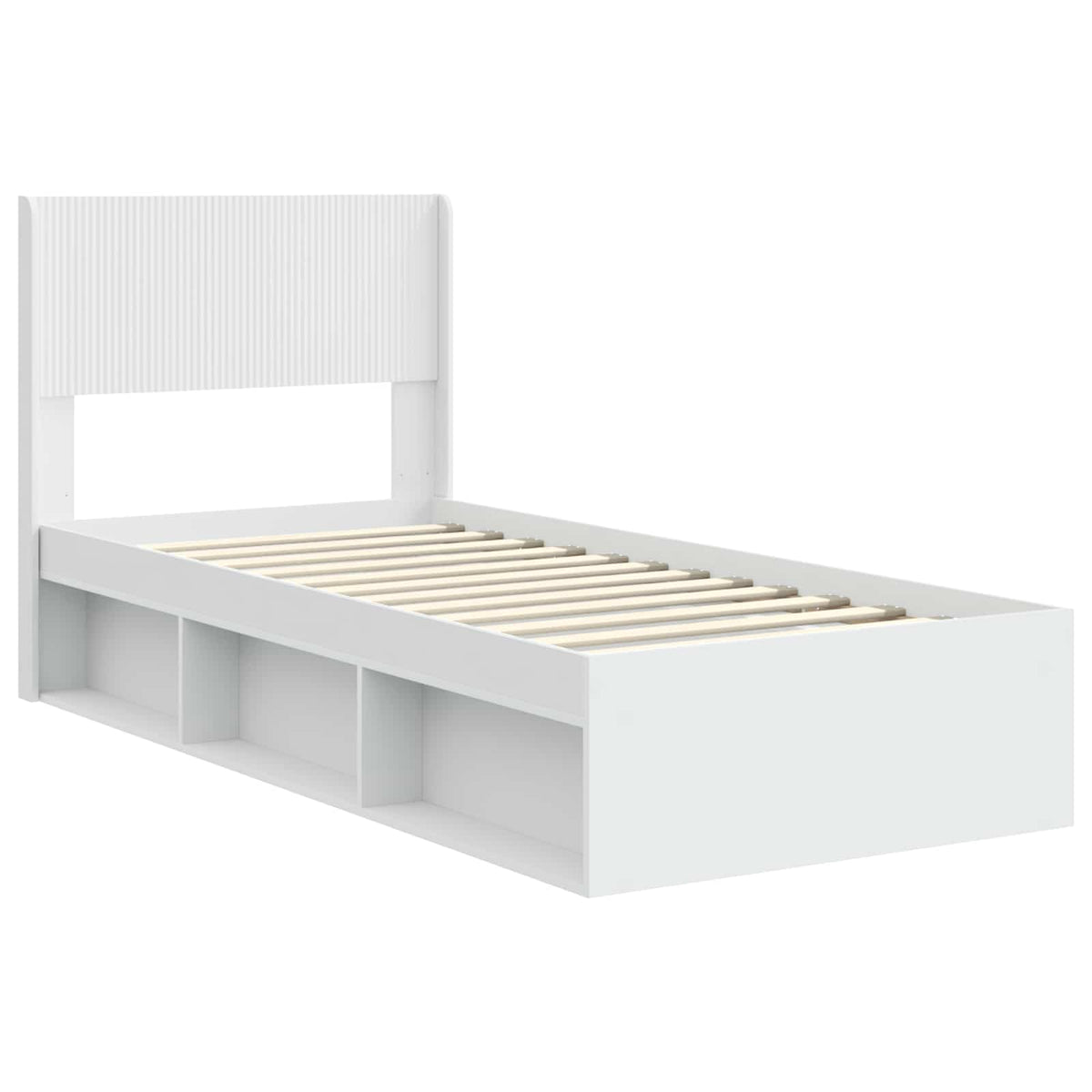 Bed Frame with Storage and Headboard 90 x 200 cm White