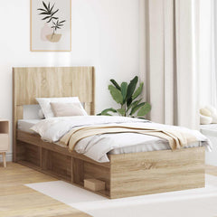 Bed Frame with Storage and Headboard 75 x 190 cm Sonoma oak