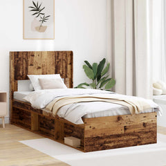 Bed Frame with Storage and Headboard 75 x 190 cm Old wood