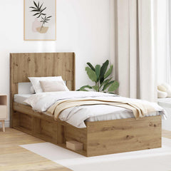 Bed Frame with Storage and Headboard 75 x 190 cm Artisan oak