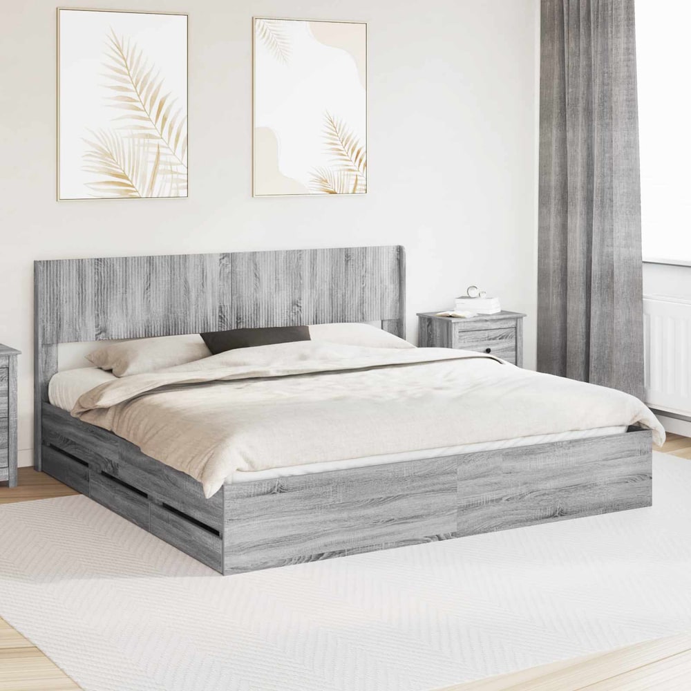 Bed Frame Storage Headboard Length Grey Sonoma