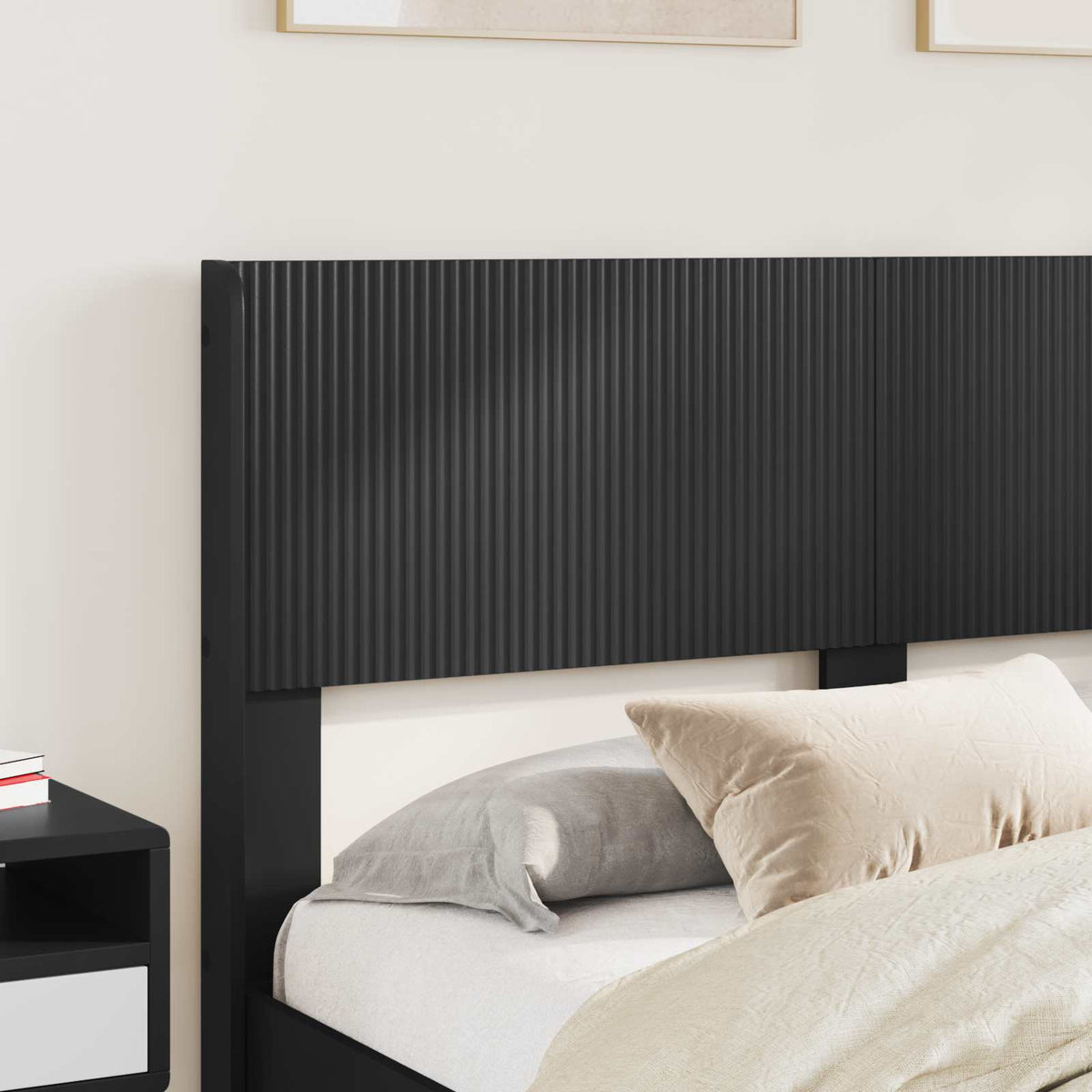 Bed Frame with Storage and Headboard Length 200 cm Black 160 cm