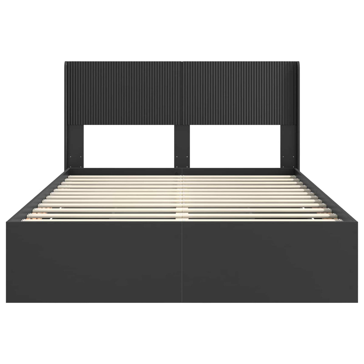 Bed Frame with Storage and Headboard Length 200 cm Black 160 cm