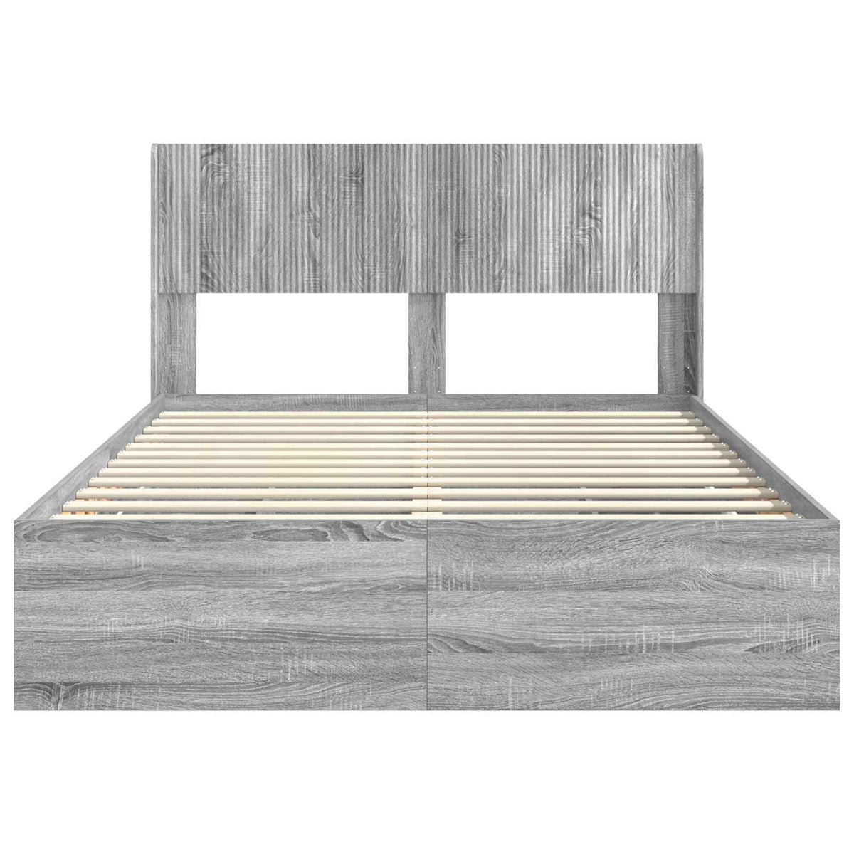 Bed Frame with Storage and Headboard Length 200 cm Grey Sonoma 160 cm