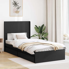 Bed Frame with Storage and Headboard Length 190 cm Black 75 cm