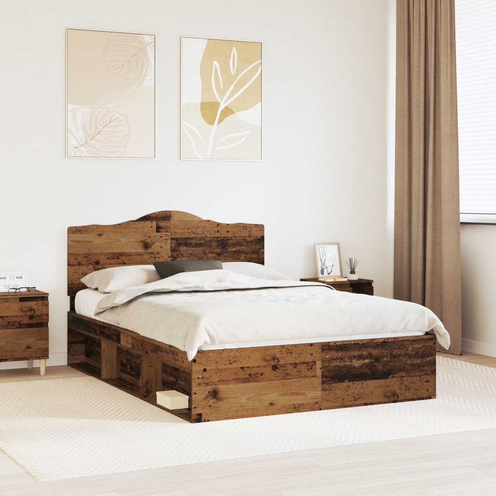 Bed Frame 150 x 200 cm Solid Pine Wood Old wood
