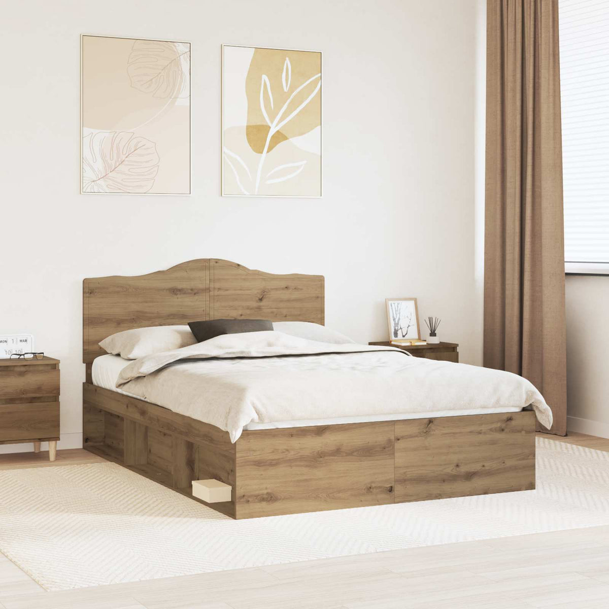 Bed Frame Solid Pine Wood Artisan oak