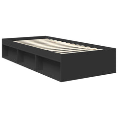 Bed Frame Solid Pine Wood Black