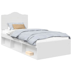 Bed Frame with Headboard 75 x 190 cm Solid Pine Wood White