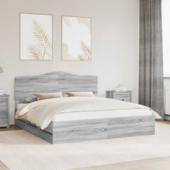 Bed Frame Drawer Engineer Wood Length Grey Sonoma