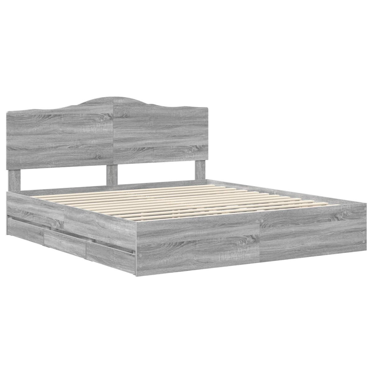 Bed Frame with Drawer Engineer Wood Length 200 cm Grey Sonoma 180 cm
