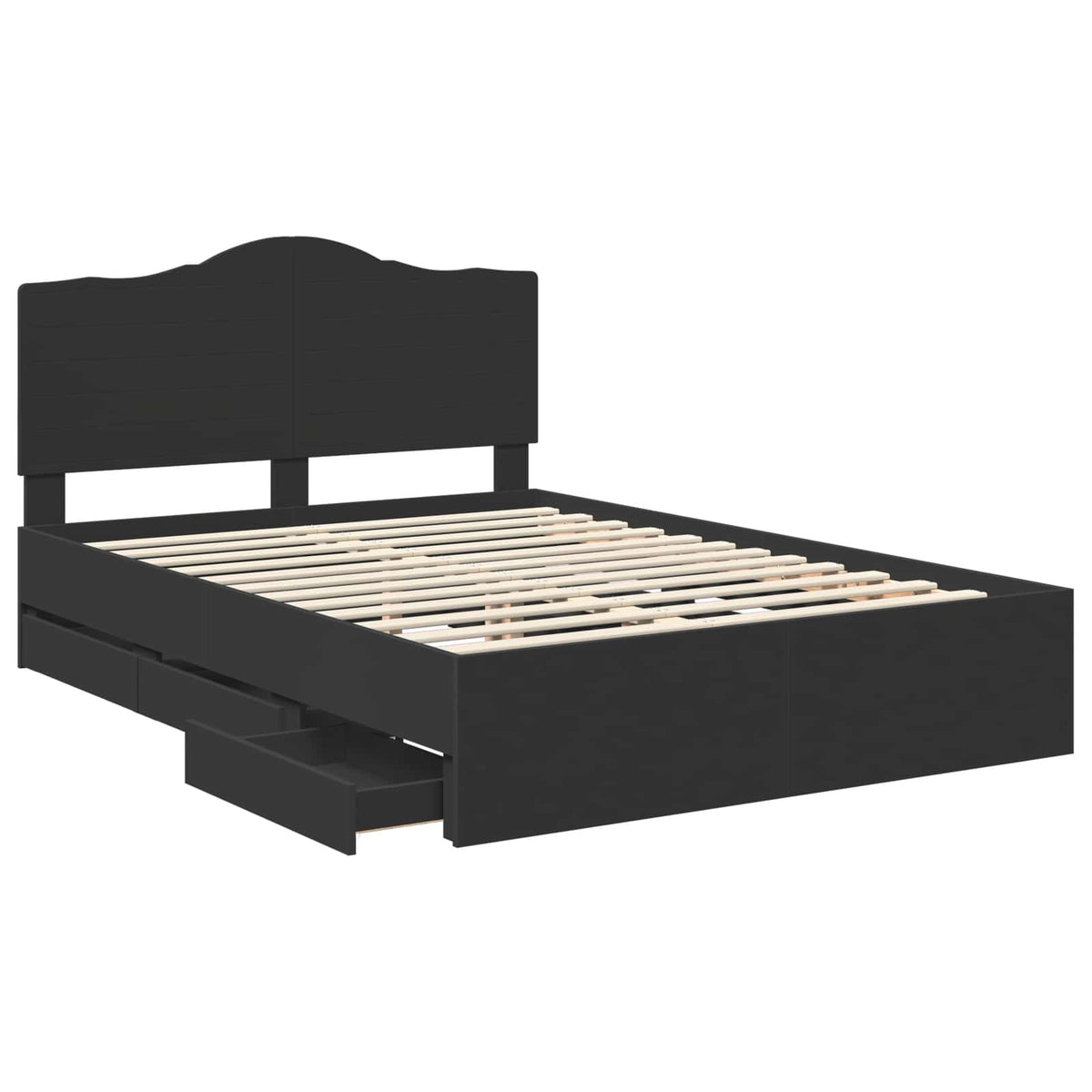 Bed Frame with Drawer Engineer Wood Length 200 cm Black 160 cm