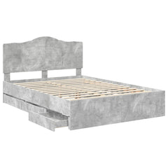 Bed Frame with Drawer Engineer Wood Length 200 cm Concrete Grey 140 cm