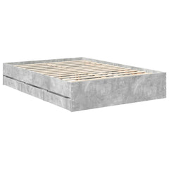 Bed Frame Drawer Engineer Wood Concrete Grey