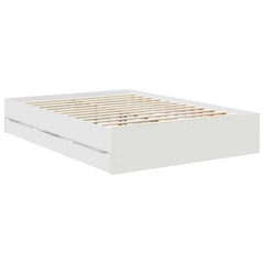 Bed Frame with Drawer 140 x 190 cm Engineer Wood White