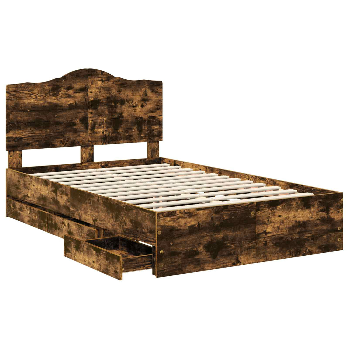 Bed Frame Drawer Engineer Wood Smoked Oak