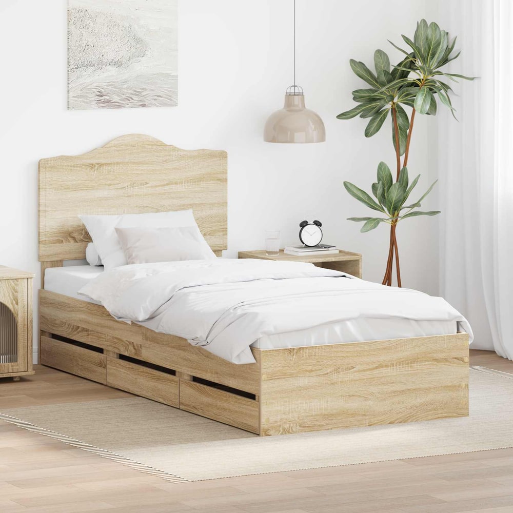 Bed Frame Drawer Engineer Wood Sonoma oak