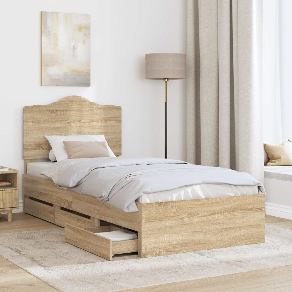Bed Frame Drawer Engineer Wood Sonoma oak