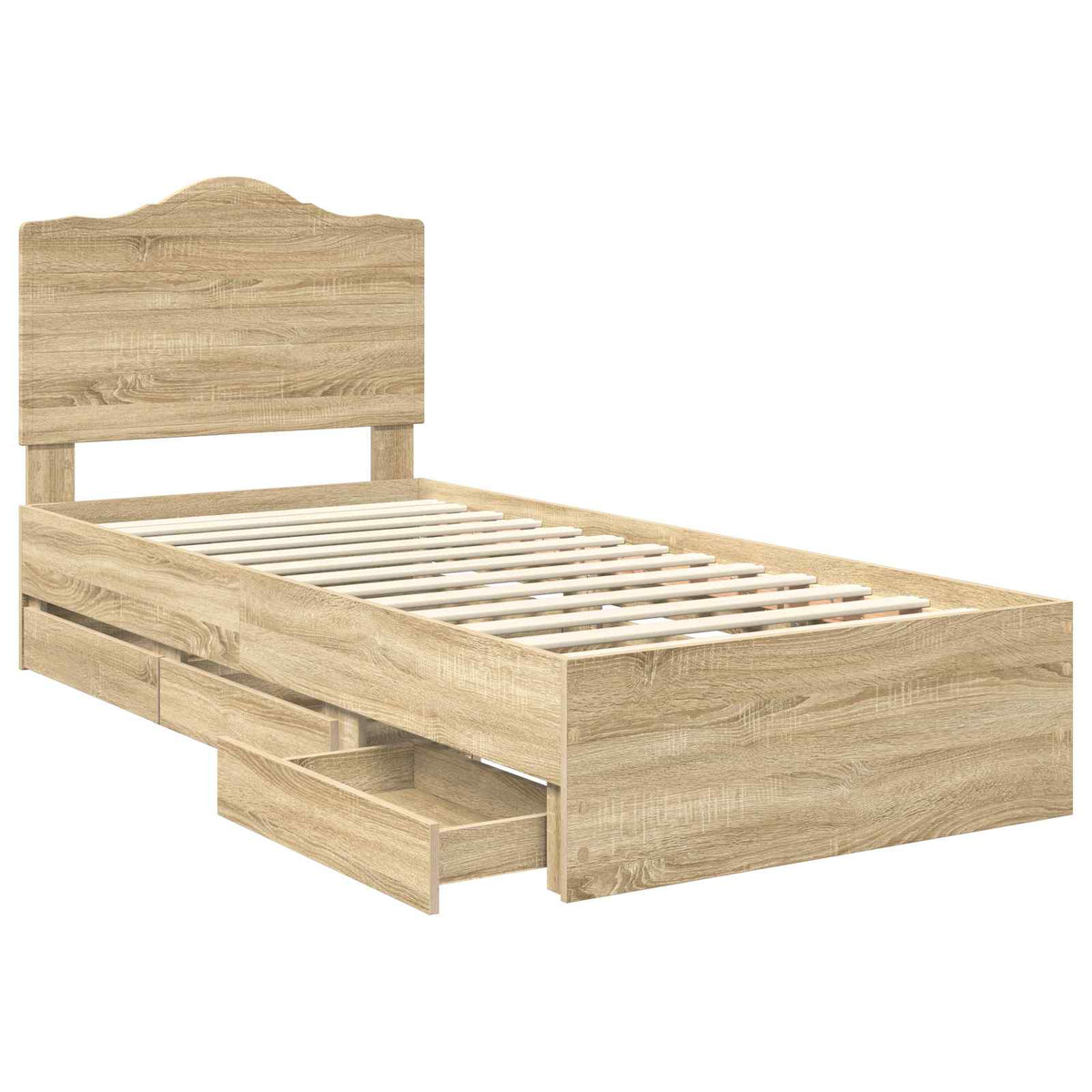 Bed Frame with Drawer 75 x 190 cm Engineer Wood Sonoma oak