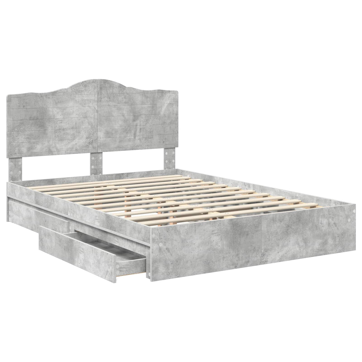 Storage Bed Engineered Wood Length 200 cm Concrete Grey 150 cm