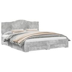 Bed Frame Engineered Wood Length 200 cm Concrete Grey 200 cm