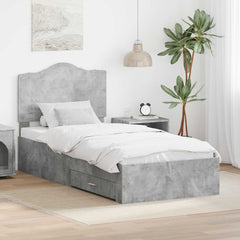Bed Frame Engineered Wood Concrete grey