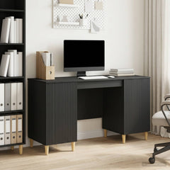 Desk with Shelf 142.5 x 50 x 75 cm Engineered Wood Black