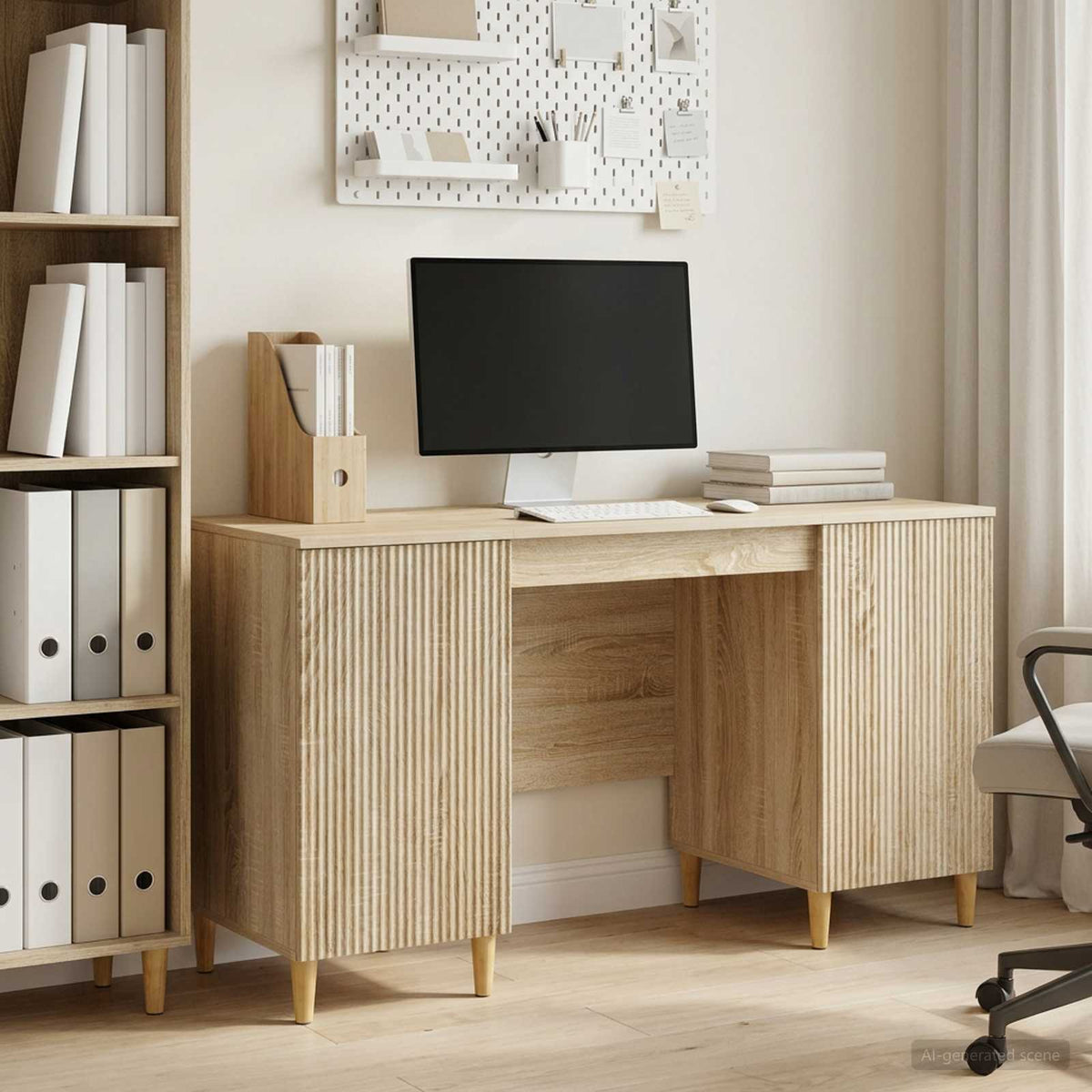 Desk with Shelf 142.5 x 50 x 75 cm Engineered Wood Sonoma oak