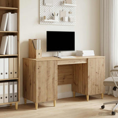 Desk with Shelf 142.5 x 50 x 75 cm Engineered Wood Artisan oak