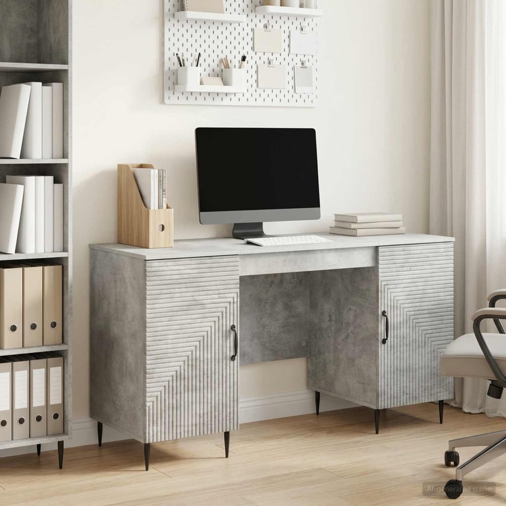 Desk 142.5 x 50 x 75 cm Engineered Wood Concrete grey