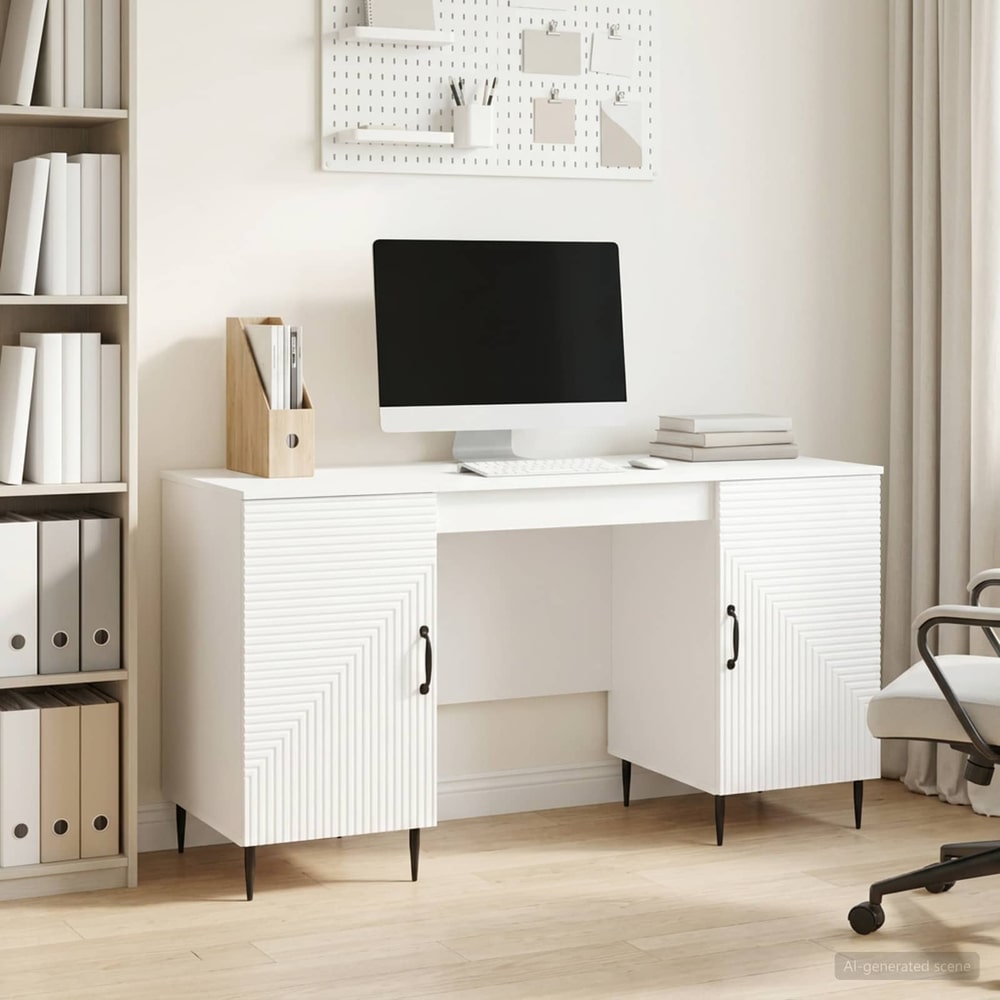 Desk 142.5 x 50 x 75 cm Engineered Wood High gloss white