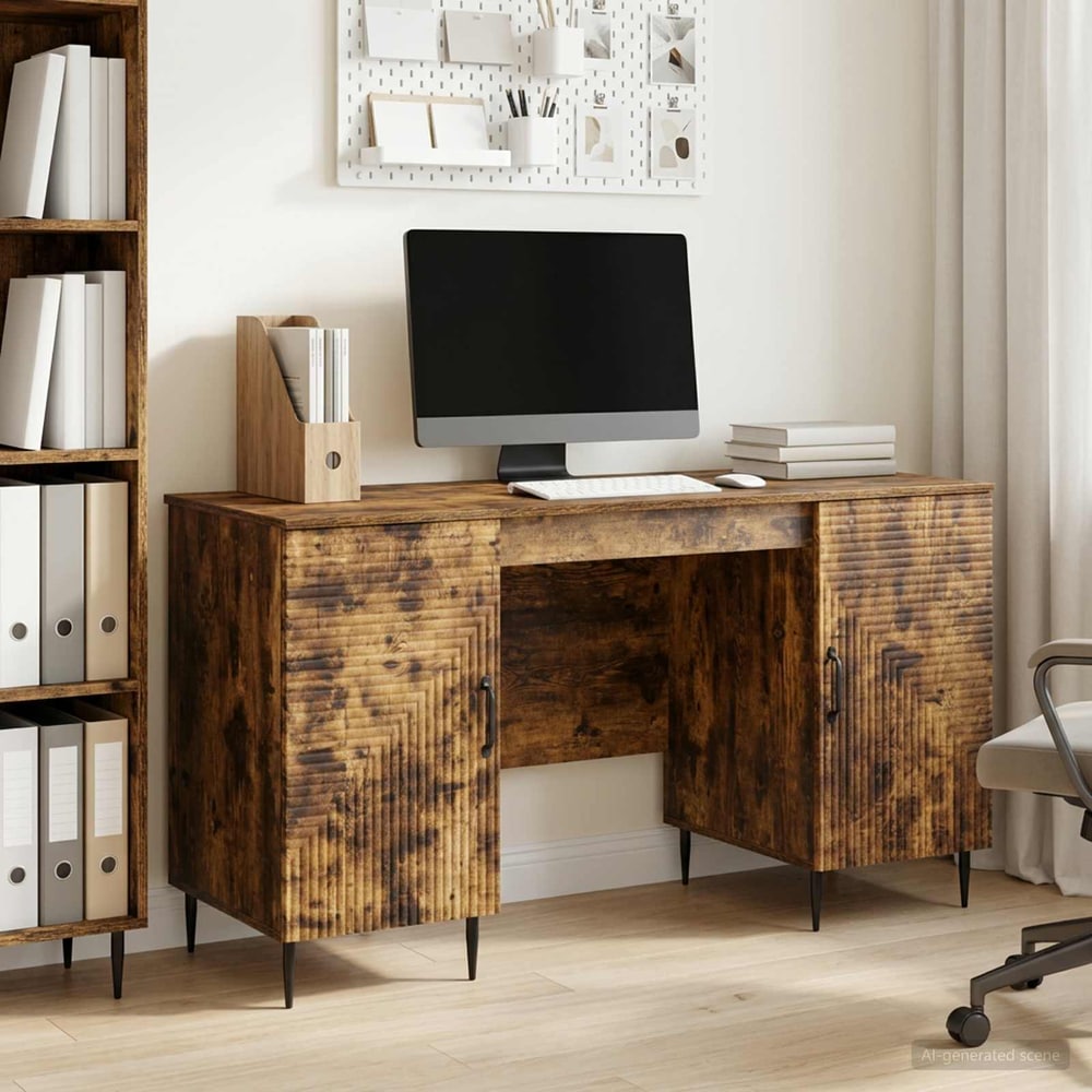 Desk 142.5 x 50 x 75 cm Engineered Wood Smoked oak