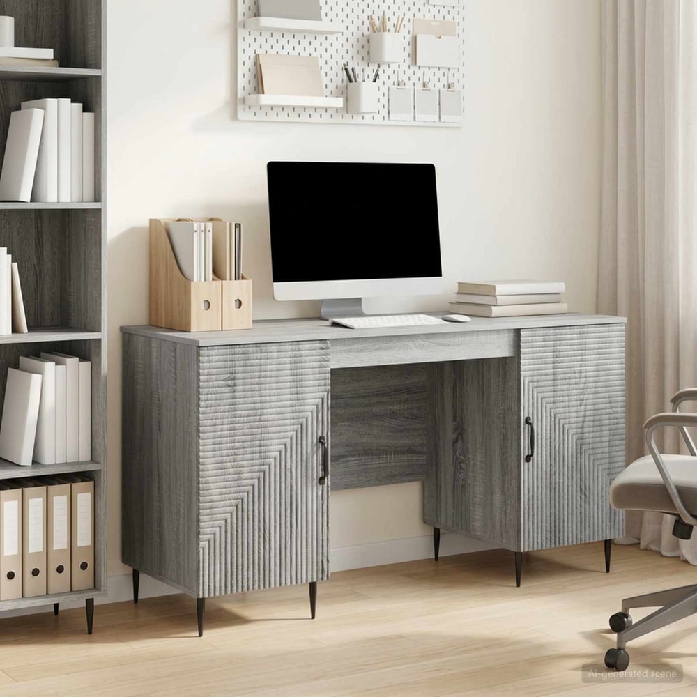 Desk 142.5 x 50 x 75 cm Engineered Wood Grey sonoma