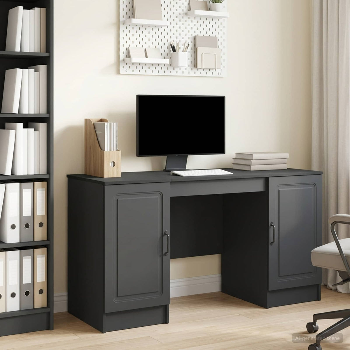 Desk 142.5 x 50 x 75 cm Engineered Wood Black