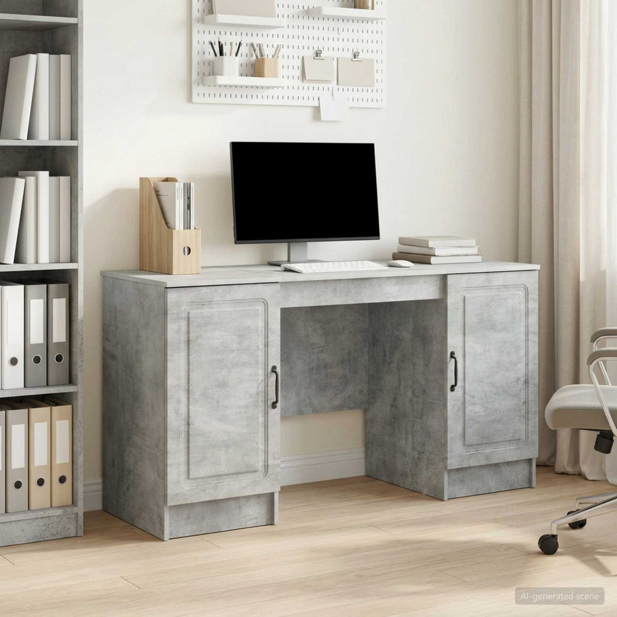 Desk 142.5 x 50 x 75 cm Engineered Wood Concrete grey