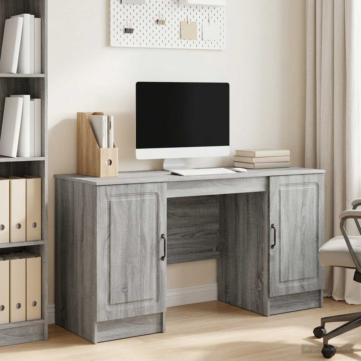 Desk 142.5 x 50 x 75 cm Engineered Wood Grey sonoma